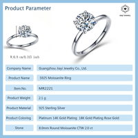 2,0 CTW Luxuriöser Runder Brillantschliff Solitär Moissanit Verlobungsring S925 Sterling Silber Feiner Schmuck
