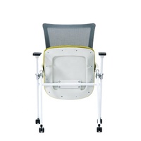 Nouvelle chaise de conférence exécutive ergonomique moderne pivotante en maille pliable noire à dossier moyen avec pivot à 360° réglable en hauteur inclinable