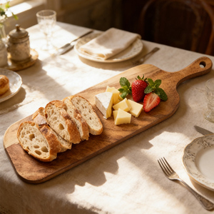 <span class=keywords><strong>Planche</strong></span> à découper en <span class=keywords><strong>bois</strong></span> d'<span class=keywords><strong>acacia</strong></span> avec poignée, design double face pour fromage, viande, légumes, cuisine, maison et restaurant - Product Image 2