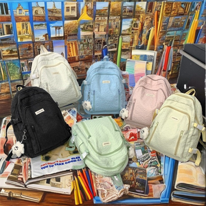 Large Capacity England Style Polyester Travel <b>Backpack</b> for Girls High School <b>Students</b> Double Shoulder with Zipper Closure - Product Image 2