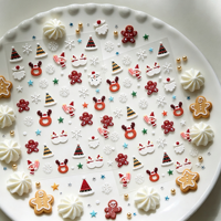 Autocollants pour ongles de Noël 5D autocollants en relief avec texture de Père Noël, de pain d'épices, d'élk et de flocon de neige, décorations pour manucure DIY
