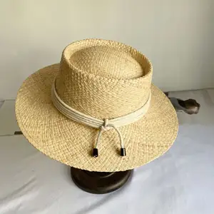레트로 남성 여성 남녀 공용 캠핑 여행 투어 관광 뜨거운 판매 새로운 로프 리본 라피아 페도라 모자 라운드 탑 밀짚 모자 여름 모자