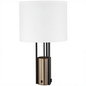 Lámpara de Mesa de Metal Negra y Latón con Enchufe en la Base para Decoración del Hogar, Dormitorio, Vestíbulo de Hotel, Habitación de Hotel - Product Image 1