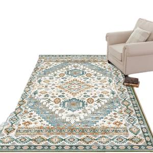 Tapis persan rectangulaire Wan Xinlong à motif médaillon, résistant aux taches, lavable à l'eau, pour salon et chambre à coucher - Product Image 3