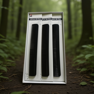Set di pettini per capelli MNJ 3 pezzi in plastica nera per uso quotidiano - Product Image 1