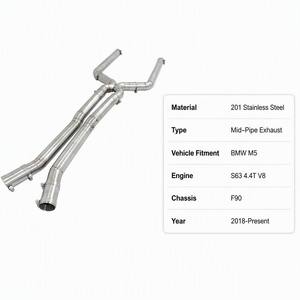 Sistema de Escape Deportivo LK Custom de Acero Inoxidable <span class=keywords><strong>201</strong></span> con Tubos de Escape Delanteros y Centrales, Resonador y Tubo en X para <span class=keywords><strong>BMW</strong></span> <span class=keywords><strong>M5</strong></span> F90 4.4T de Doble Salida - Product Image 4