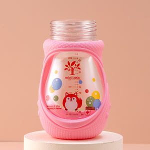 Weithalsflasche 260ml Glas-Babyflasche mit Silikon-Stoßschutzhülle - Product Image 5