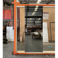 Porte coulissante sans cadre à rail dissimulé, surface miroir, portes coulissantes en bois pour cuisine, salle de bain, cloison de pièce