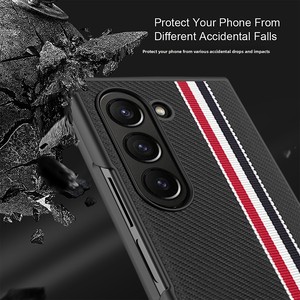 เคสโทรศัพท์ Samsung Z Fold 6 รุ่นใหม่, เคสกันกระแทกแบบพับได้สำหรับหน้าจอพับ, เคสหนังลายทวิล, ขายตรงจากโรงงาน - Product Image 3