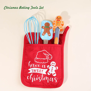 Outils de cuisson et de pâtisserie Spatule en <span class=keywords><strong>silicone</strong></span> Pinces à pain <span class=keywords><strong>Tapis</strong></span> en coton Coffret cadeau <span class=keywords><strong>pour</strong></span> Noël - Product Image 4