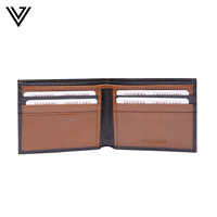 Dompet Kartu Pria Kulit Sapi Nappa Mewah, Lipat Dua, Buatan Tangan, Tipis, Lapisan Katun, Berbagai Warna Termasuk Hitam