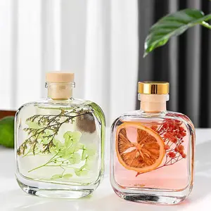 Garrafa de vidro luxuosa personalizada para difusor de perfume, 100 garrafas vazias com tampa, 200ml e embalagem