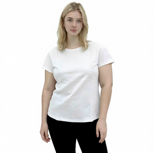 HDJ T-shirt d'été à col rond et manches courtes pour femme, haut décontracté en coton, grande taille, respirant H7020-1 - Product Image 2