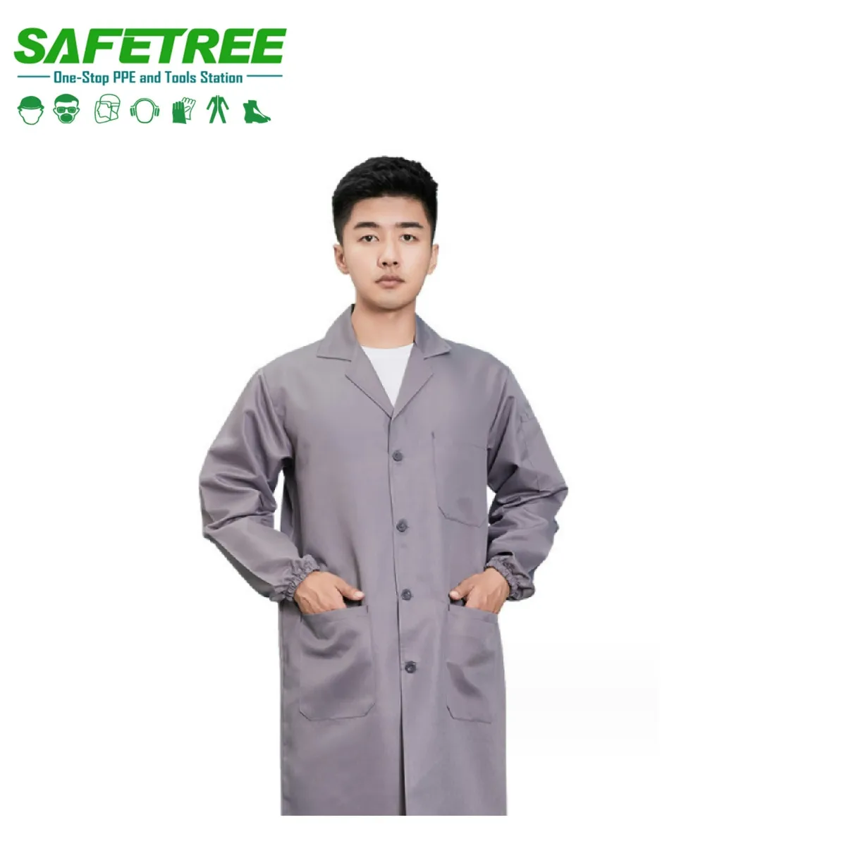 Polyester Cotton Tc65/35 Tc80/20 High Quality Premium Labor Protection Working Safety Dustcoat Wear Resistant Dust Coat