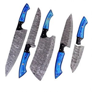 Damascus Steel <b>Knife</b> <b>Set</b> 5-Piece Wood Handle Handmade <b>Sharp</b> Chef <b>Knives</b> Ambidextrous Polished Blade 67 Layers - Product Image 1
