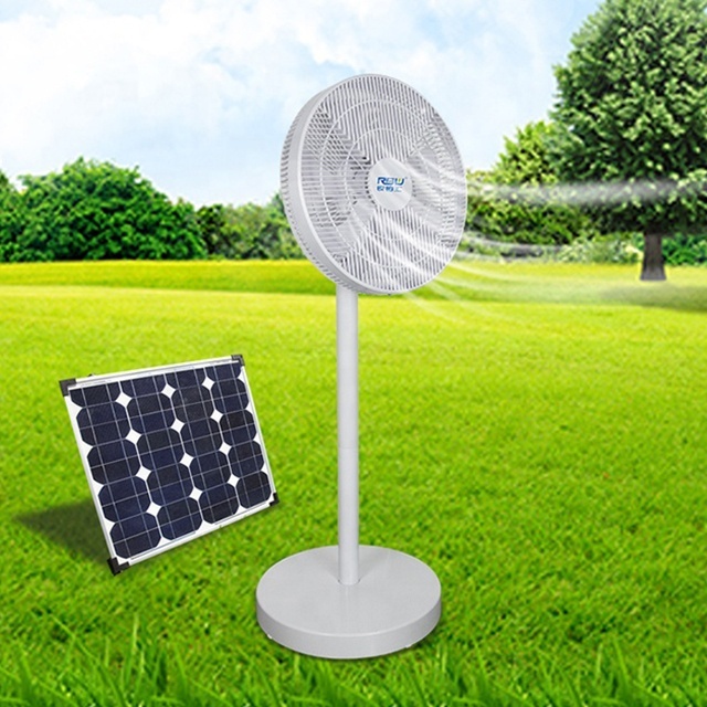 Easy Storage Portable Smart WiFi Remote Control DC12V Battery Rechargeable Solar Powered Pedestal Fan
