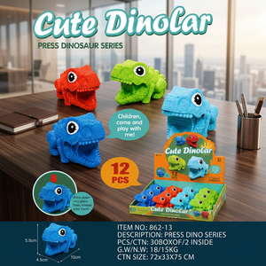 Voiture à friction en plastique à inertie pour enfants de 2 à 4 ans, jouet éducatif interactif à piles AA, modèle dinosaure à presser et à glisser - Product Image 2