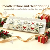 Tuiles de Mahjong de Noël en Ivoire, Ensemble de Tuiles de Mahjong Américain, Ensemble de Mahjong d'Hiver pour le Jeu en Famille et les Cadeaux