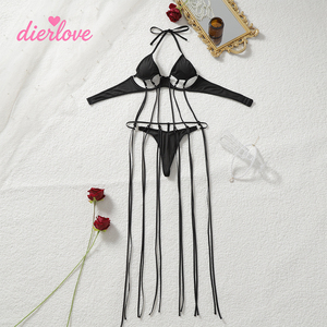 Halter Cutout Triangle Bra Metal Ring Strappy Vertical Cage Mature <strong>Plus</strong> <strong>Size</strong> Bulk Custom Logo <strong>Harness</strong> Strappy Bodysuit - Product Image 4