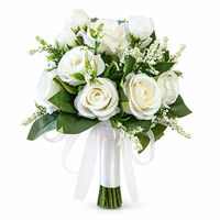 Bouquet de roses blanches en soie fait main, réaliste, pour mariage, décoration de demoiselles d'honneur