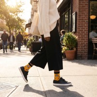 Chaussettes tendance en jacquard côtelé, chaussettes de créateur OEM ODM personnalisées, chaussettes mi-mollet écologiques à motifs, chaussettes de mode pour le quotidien et le streetwear