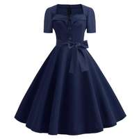 Fabricant de vêtements pour femmes personnalisé en gros dames mode nouveau style a ligne à pois classique Vintage rétro robes