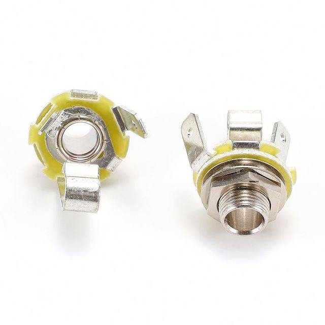 YS229 6.35mm Mono/Stereo Panel Mount Jack Socket, Microphone/Audio Connector with Nut YS229S with Switch