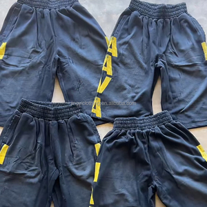 OEM Custom Dtg Printed Men's Distressed Vintage Acid Wash <strong>Knee</strong> Length Sweat <strong>Shorts</strong> Man - Product Image 3