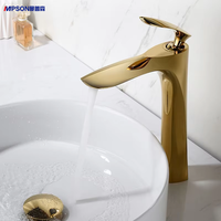 Robinet de lavabo en cuivre de style nordique, monocommande eau chaude et froide, monotrou, pour lavabo de salle de bain sur comptoir, avec cartouche en céramique