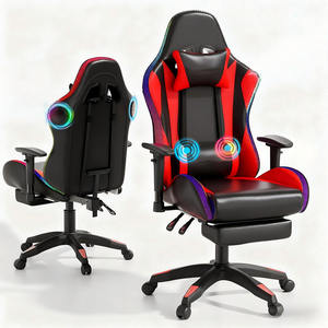 Chaise de jeu LED rose RGB, chaise inclinable de massage personnalisée, dossier haut, accoudoirs articulés, <span class=keywords><strong>angle</strong></span> réglable, chaise de <span class=keywords><strong>bureau</strong></span> pour ordinateur - Product Image 1