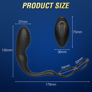 Telecomando giocattoli per sesso anale per gli uomini popolari vibratore prostatico testa di testa di ritardo del cazzo di eiaculazione anello di spinta anale Plug - Product Image 5