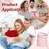Juego de Cajas Redondas para Flores con Borde Dorado Rosa y Ventana Transparente para el Día de San Valentín, Cumpleaños, Empaque de Regalo Elegante Premium