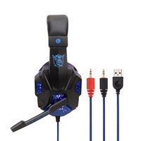 Écouteurs filaires antibruit + Microphone casque de jeu, son surround sur l'oreille, jeu, LED RGB Light, casque de jeu
