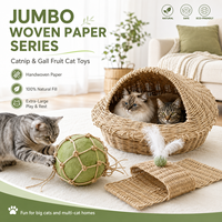 Mainan Kucing Ramah Lingkungan Seri Kertas Anyaman Jumbo, Anyaman Tangan untuk Istirahat & Mengatasi Kebosanan, Berisi Catnip, untuk Rumah dengan Banyak Kucing