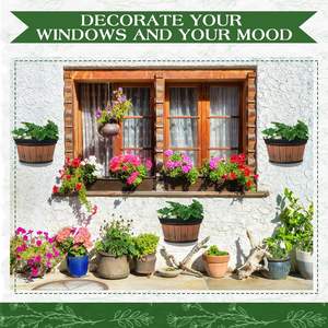 Fioriere appese a parete per esterno vaso fioriera di vino in botte di rovere addensato acqua di stoccaggio vasi di fiori per piante da fiore all'aperto - Product Image 5