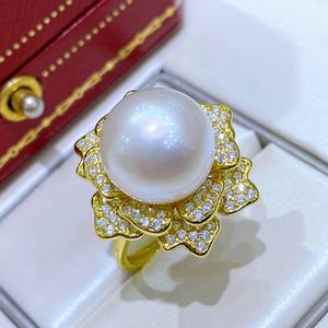 แหวนไข่มุกธรรมชาติสีเงิน 12-11 มม. สไตล์ญี่ปุ่น แสงเย็น ประกายเงินแท้ รูปดอกไม้ พร้อมกล่องของขวัญ - Product Image 3