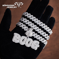 Pendentif personnalisé Hip Hop avec nom et lettre, en argent sterling 925, moissanite VVS, style Iced Out, motif sac d'argent avec boucle, cadeau de mode pour rappeur