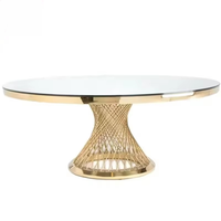 Meubles de réception de luxe en acier inoxydable, verre trempé blanc, table de banquet pour événements, table de mariage