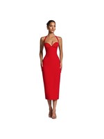 Robe Midi Bustier Sexy Personnalisée OEM pour Femme, Col Halter, Coupe Cœur, Élégante pour Soirée et Cocktail, Moulante