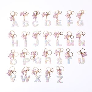 Móc khóa <span class=keywords><strong>26</strong></span> A-Z Tiếng Anh Mặt dây chuyền xe hơi Móc Khóa Mặt dây chuyền sáng tạo pha lê thả keo bướm Phụ Kiện Móc Khóa - Product Image 1