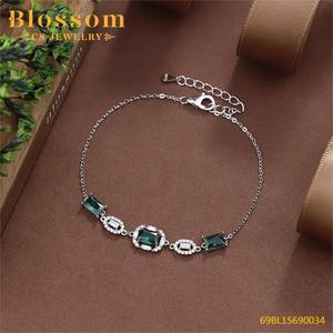 꽃 CS 보석 공장 사용자 정의 925 스털링 실버 럭셔리 보석 지르코니아 조정 가능한 팔찌 여성을위한 고급 보석 - Product Image 5