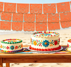 Pancarta de Plástico Decorativa para <span class=keywords><strong>Fiesta</strong></span> Mexicana de <span class=keywords><strong>la</strong></span> Cosecha de Maíz, Papel Picado Naranja, <span class=keywords><strong>Fiesta</strong></span> de <span class=keywords><strong>la</strong></span> Cosecha - Product Image 3