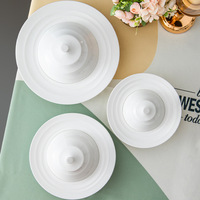Bol jetable en porcelaine blanche avec couvercle - Plat de service de luxe pour hôtels et restaurants