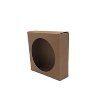 Boîte cadeau en papier kraft effet cuir avec revêtement UV et fenêtre de présentation gaufrée pour sous-verres et autocollants de réfrigérateur