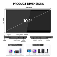 SIBOLAN Monitor Portátil Empresarial de 10.1 Pulgadas IPS 1540x720P, Pantalla Táctil Inteligente Tipo-C con Retroiluminación LED, Altavoz Integrado para Juegos