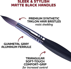 Ensemble de pinceaux professionnels ergonomiques à poignée triangulaire, 4 pièces, noir mat, pointus et ronds, pour aquarelle, <span class=keywords><strong>acrylique</strong></span>, <span class=keywords><strong>gouache</strong></span> - Product Image 3