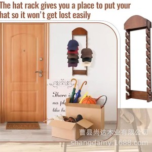 Solid wood wall-mounted baseball cap storage rack, creative multi-tiered hat display rack for home use, vertical hat rack. - Product Image 4