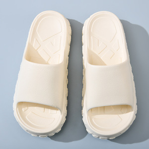Women's Platform <b>Slides</b> Open Toe EVA Sole Anti Slip Breathable Height Increasing Beach Sandals Off White - Product Image 4