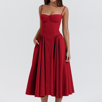 Robe longue élégante et sexy pour femme, style français, taille haute, coupe trapèze, sans manches, vintage, pour soirée d'été