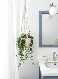 Suspensions pour plantes en macramé, panier <span class=keywords><strong>suspendu</strong></span> pour plantes d'intérieur <span class=keywords><strong>avec</strong></span> perles en bois, porte-<span class=keywords><strong>pot</strong></span> de fleurs, <span class=keywords><strong>corde</strong></span> en coton sans pompons, décoration d'intérieur, 89 cm - Product Image 3